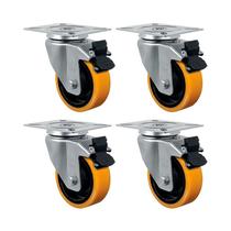 Kit 4 un roda rodízio giratório freio 4" pu moldado gl414png