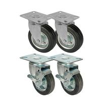 Kit 4 un roda rodízio giratório freio borracha maciça 5 pol