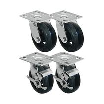 Kit 4 un roda rodízio giratório freio borracha moldada 6 pol