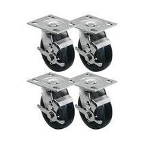 Kit 4 un roda rodízio giratório freio borracha moldada 6 pol