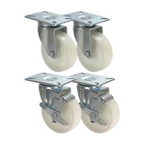 Kit 4 un roda rodízio giratório freio nylon 4 pol 100mm