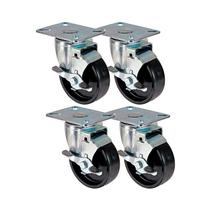 Kit 4 un roda rodízio giratório freio polipropileno 3 pol
