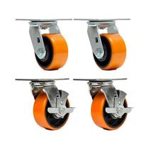 Kit 4 un roda rodízio giratório freio poliuretano ferro pu 6 Kit 4 un roda rodízio giratório freio poliuretano ferro pu 6