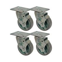 Kit 4 un roda rodízio giratório freio pvc bp 2 pol 50mm