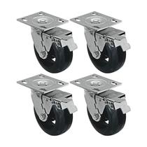 Kit 4 un roda rodízio giratório freio trava borracha 8 poleg