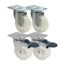 Kit 4 un roda rodízio giratório freio trava nylon 3 pol 75mm