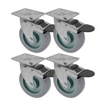 Kit 4 un roda rodízio giratório freio trava pvc bp 5" 130mm