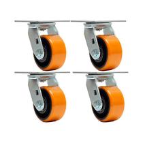 Kit 4 un roda rodízio giratório poliuretano ferro pu 6 poleg