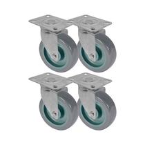 Kit 4 un roda rodízio giratório pvc bp 4 pol 100mm móveis
