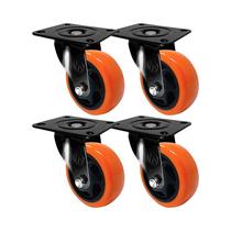 Kit 4 un roda rodízio giratório pvc laranja 3 pol 75mm móvel