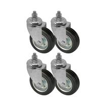 Kit 4 un roda rodízio giratório rosca borracha maciça 3 pol