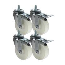 Kit 4 un roda rodízio giratório rosca freio nylon 3" 75mm