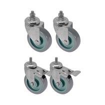 Kit 4 un roda rodízio rosca giratório freio trava pvc bp 3" Kit 4 un roda rodízio rosca giratório freio trava pvc bp 3"