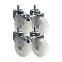 Kit 4 un roda rodízio rosca giratório trava nylon 3 pol 75mm