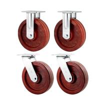 Kit 4 un rodízio fixo e giratório celeron marrom 8" 203mm