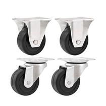 Kit 4 un rodízio fixo giratório borracha preta 2" 50mm Kit 4 un rodízio fixo giratório borracha preta 2" 50mm