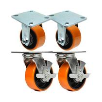 Kit 4 un rodízio fixo giratório freio poliuretano ferro pu 6 Kit 4 un rodízio fixo giratório freio poliuretano ferro pu 6