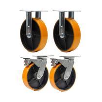 Kit 4 un rodízio fixo giratório trava poliuretano ferro pu 8