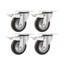 Kit 4 un rodízio giratório freio borracha preta 5" 140kg Kit 4 un rodízio giratório freio borracha preta 5" 140kg