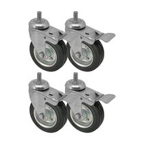 Kit 4 un rodízio giratório rosca trava borracha maciça 4 pol