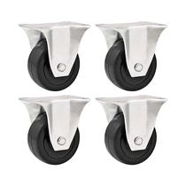 Kit 4 un rodízio roda fixo borracha preta 2" 50mm Kit 4 un rodízio roda fixo borracha preta 2" 50mm