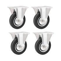 Kit 4 un rodízio roda fixo borracha preta 6 152mm Kit 4 un rodízio roda fixo borracha preta 6 152mm