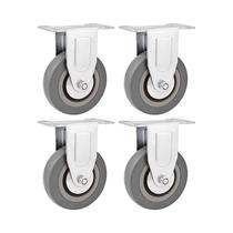 Kit 4 un rodízio roda fixo borracha pvc cinza 3" 76mm