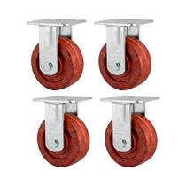 Kit 4 un rodízio roda fixo celeron marrom 5" 127mm 300kg