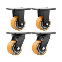 Kit 4 un rodízio roda fixo e giratório poliuretano 4" 101mm Kit 4 un rodízio roda fixo e giratório poliuretano 4" 101mm