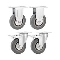 Kit 4 un rodízio roda fixo giratório freio pvc cinza 4 101mm Kit 4 un rodízio roda fixo giratório freio pvc cinza 4 101mm