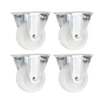 Kit 4 un rodízio roda fixo nylon aço zincado 1" 25mm 10kg