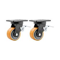 Kit 4 un rodízio roda fixo poliuretano 5" 127mm Kit 4 un rodízio roda fixo poliuretano 5" 127mm