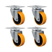 Kit 4 un rodízio roda giratório 4" pu moldado gl414 pn 300kg
