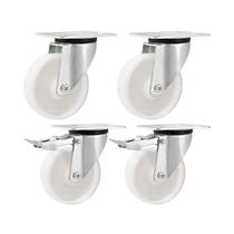 Kit 4 un rodízio roda giratório e freio nylon 5" 127mm
