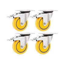 Kit 4 un rodízio roda giratório freio pvc amarela 4" 101mm Kit 4 un rodízio roda giratório freio pvc amarela 4" 101mm