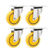 Kit 4 un rodízio roda giratório pvc amarela aço 5" 127mm