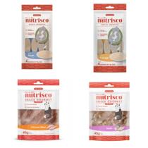 Kit 4 un snack cremoso nutrisco gato sabores variad 45g e 56g