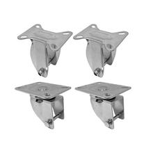 Kit 4 un suporte garfo fixo e giratório 3 pol p/ rodízio