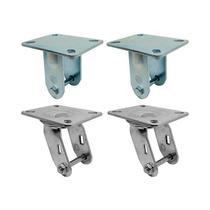 Kit 4 un suporte garfo fixo e giratório 4 pol p/ rodízio