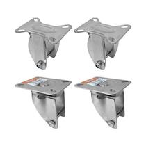 Kit 4 un suporte garfo fixo e giratório 5 pol p/ rodízio