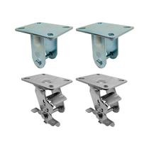 Kit 4 un suporte garfo fixo e giratório 5 pol p/rodízio