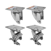 Kit 4 un suporte garfo giratório freio 4 pol p/ rodízio