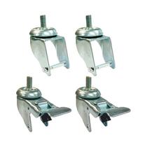 Kit 4 un suporte garfo giratório rosca freio 3 pol rodízio