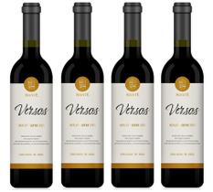 Kit 4 Un Vinho Versos Merlot 750 ml