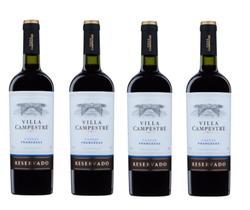 Kit 4 Un Vinho Villa Campestre Castas Francesas Reservado 750 ml