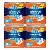 Kit 4 und Absorvente Always Super Proteção Seca c/ Abas 8 und