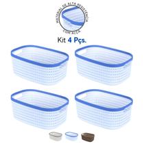 Kit 4 Und Cesta Plástica Organizador Cozinha Casa Banheiro P