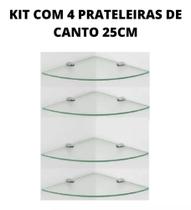 Kit 4 und de Prateleira Vidro Canto 25cm