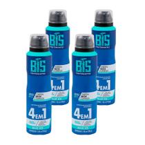 Kit 4 Und Desodorante Aerosol Bis Blue Ice 4 Em 1 48h 150ml