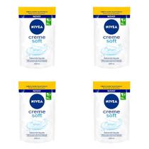 Kit 4 Und Sabonete Líquido Nivea Refil Creme Soft Pele Macia 200ml